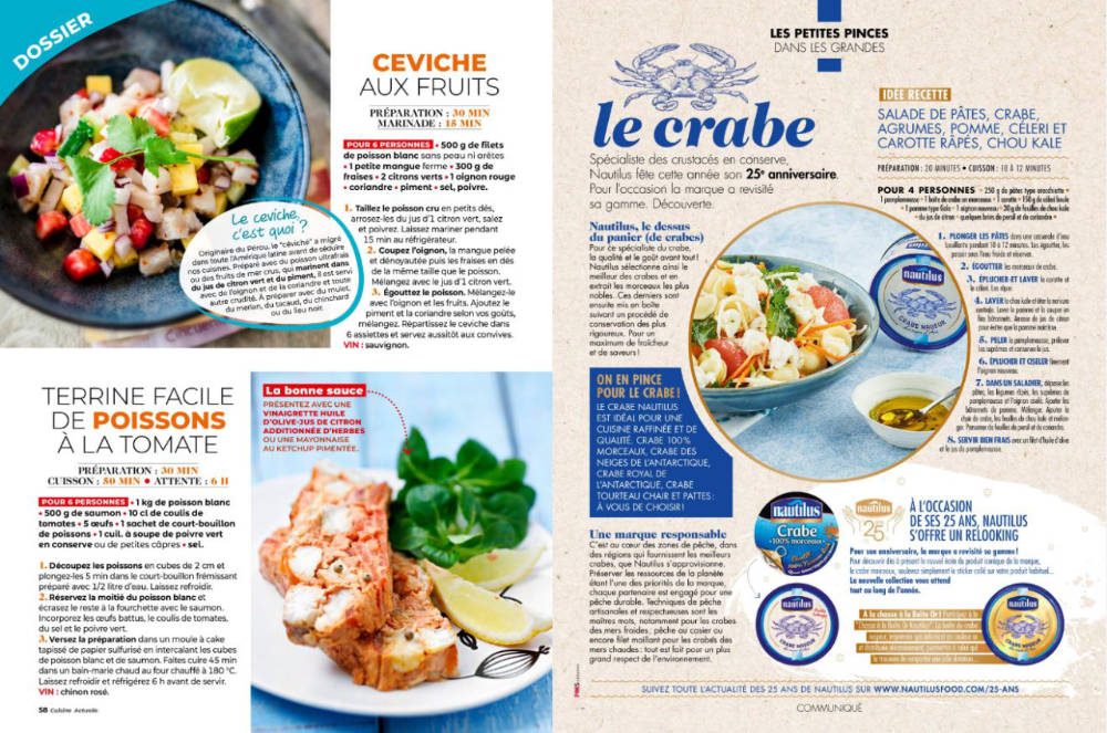 Parution Nautilus dans Cuisine Actuelle