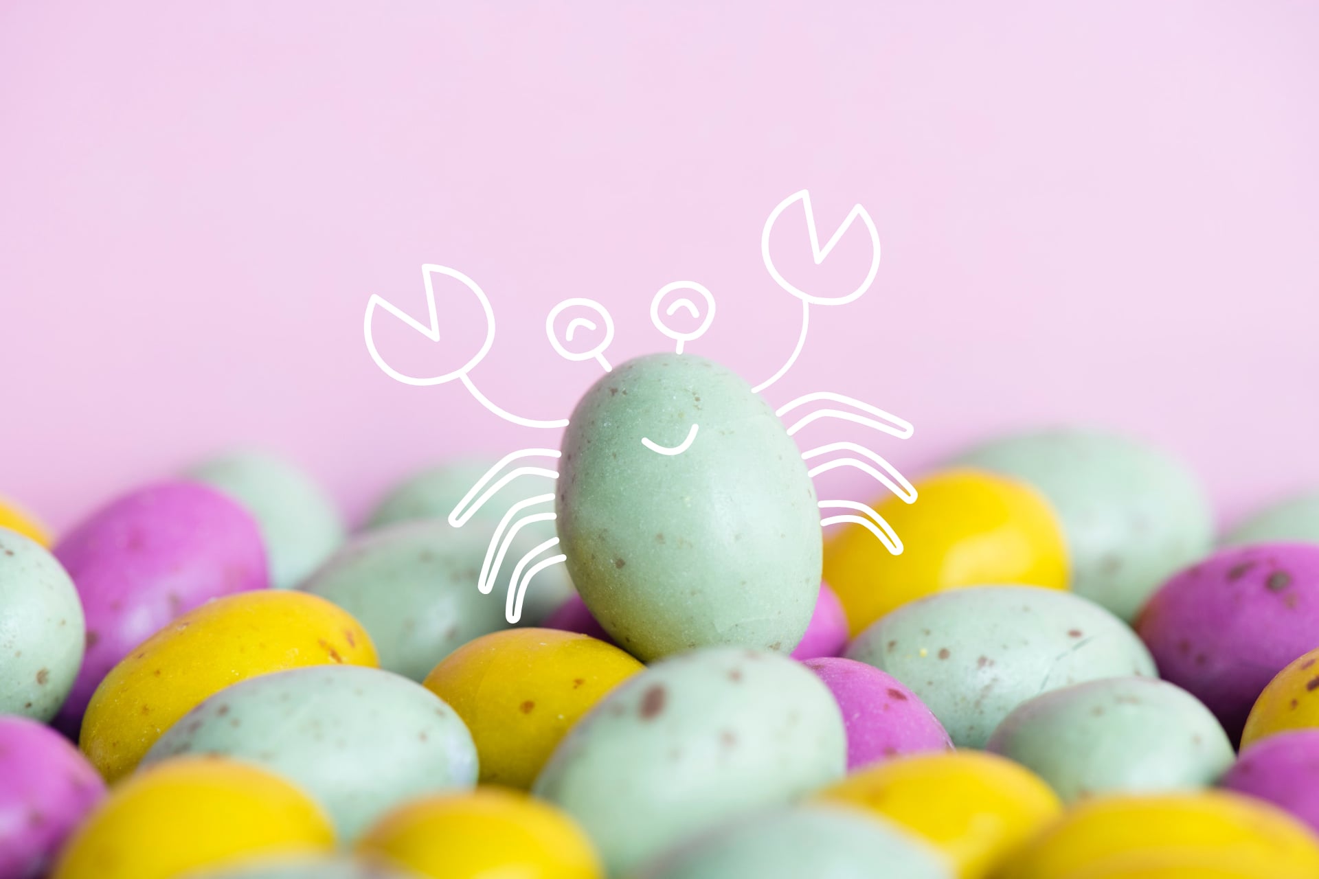 oeufs de paques avec une illustration de crabe